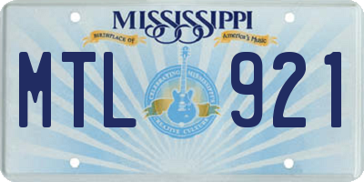 MS license plate MTL921