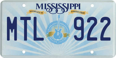 MS license plate MTL922