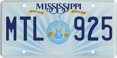 MS license plate MTL925