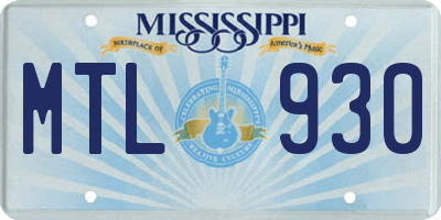 MS license plate MTL930