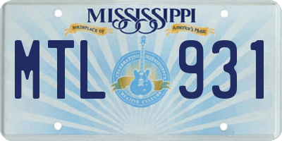 MS license plate MTL931