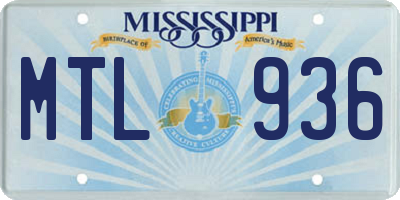 MS license plate MTL936