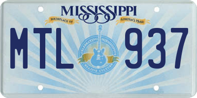MS license plate MTL937