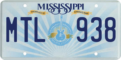 MS license plate MTL938