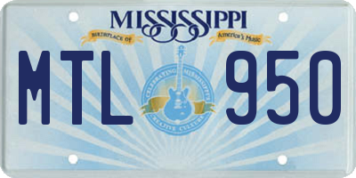 MS license plate MTL950