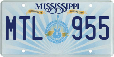 MS license plate MTL955