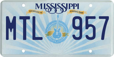MS license plate MTL957