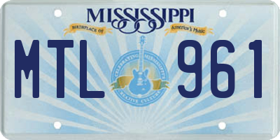 MS license plate MTL961