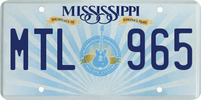 MS license plate MTL965