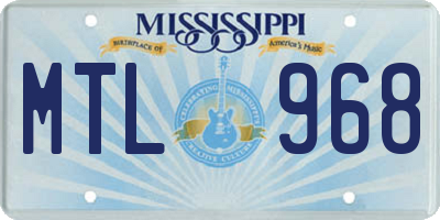 MS license plate MTL968