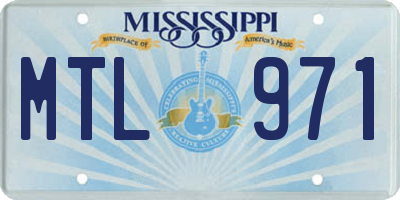 MS license plate MTL971