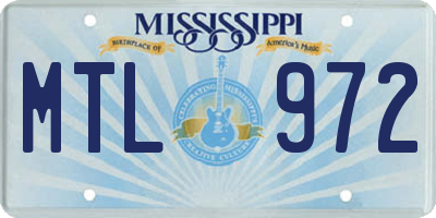 MS license plate MTL972
