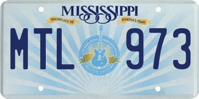 MS license plate MTL973