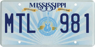 MS license plate MTL981