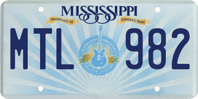 MS license plate MTL982