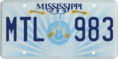 MS license plate MTL983
