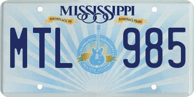 MS license plate MTL985