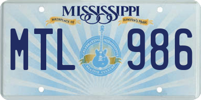 MS license plate MTL986