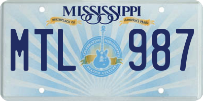 MS license plate MTL987