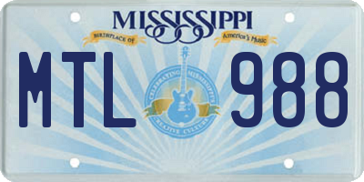 MS license plate MTL988