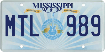 MS license plate MTL989