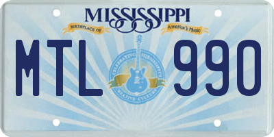 MS license plate MTL990