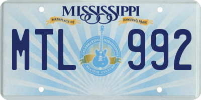 MS license plate MTL992