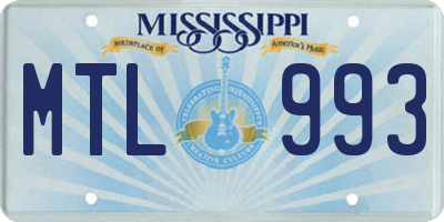 MS license plate MTL993