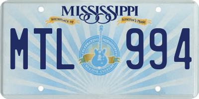 MS license plate MTL994