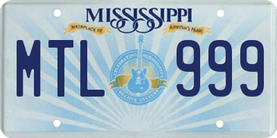 MS license plate MTL999