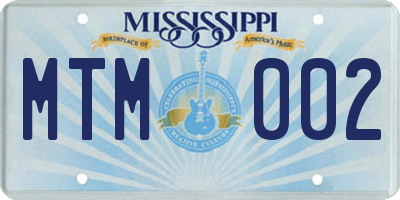 MS license plate MTM002