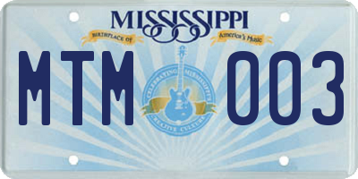 MS license plate MTM003