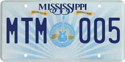MS license plate MTM005