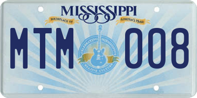 MS license plate MTM008