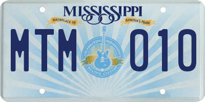 MS license plate MTM010