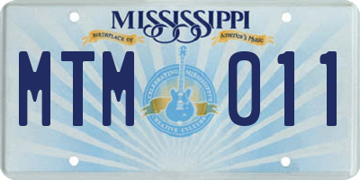 MS license plate MTM011