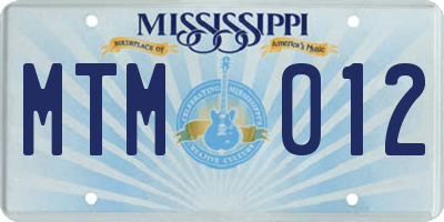 MS license plate MTM012