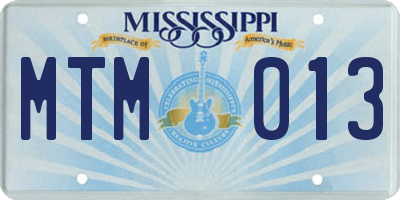 MS license plate MTM013