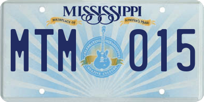 MS license plate MTM015