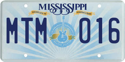 MS license plate MTM016