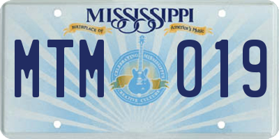 MS license plate MTM019