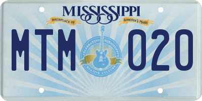 MS license plate MTM020