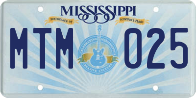 MS license plate MTM025