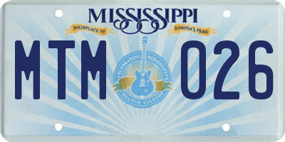 MS license plate MTM026