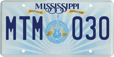 MS license plate MTM030