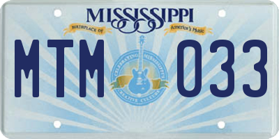 MS license plate MTM033