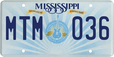 MS license plate MTM036