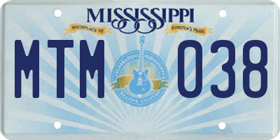 MS license plate MTM038