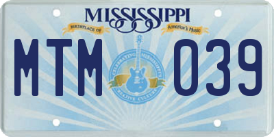 MS license plate MTM039