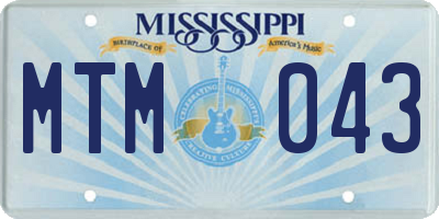 MS license plate MTM043